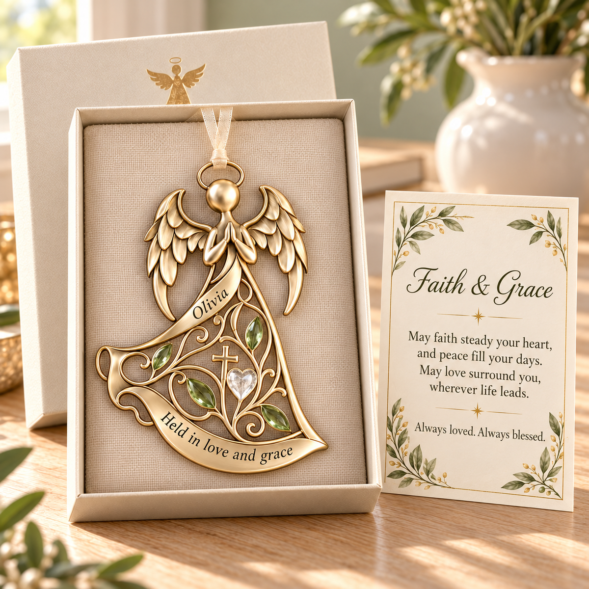 Personalized Guardian Angel Keepsake Ornament with Premium Gift Box & Card ๐ผโจ