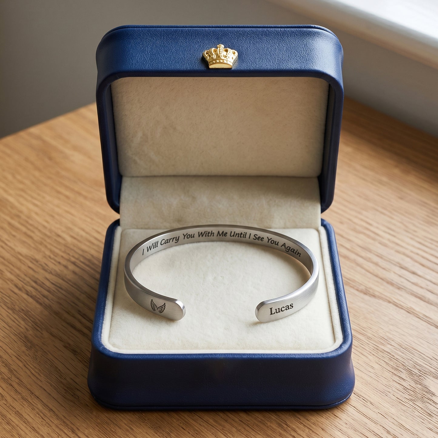 Custom Engraved Stainless Steel Cuff Bracelet - Personalized Memorial Sympathy Gifts For Loss Of Mom, Dad - I Will Carry You With Me