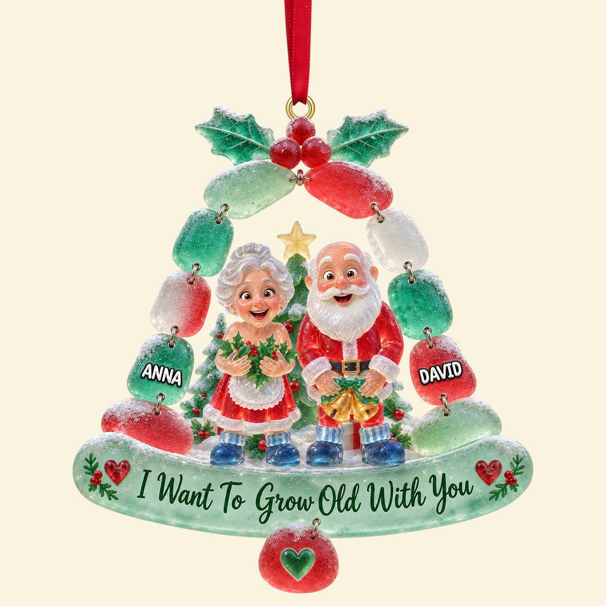 Mischievous Old Couple Acrylic Ornament - Personalized Gift For Couples