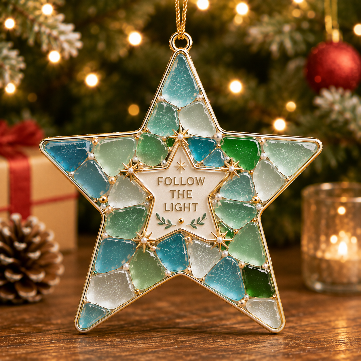 π Sea Glass Christmas Blessing Ornaments