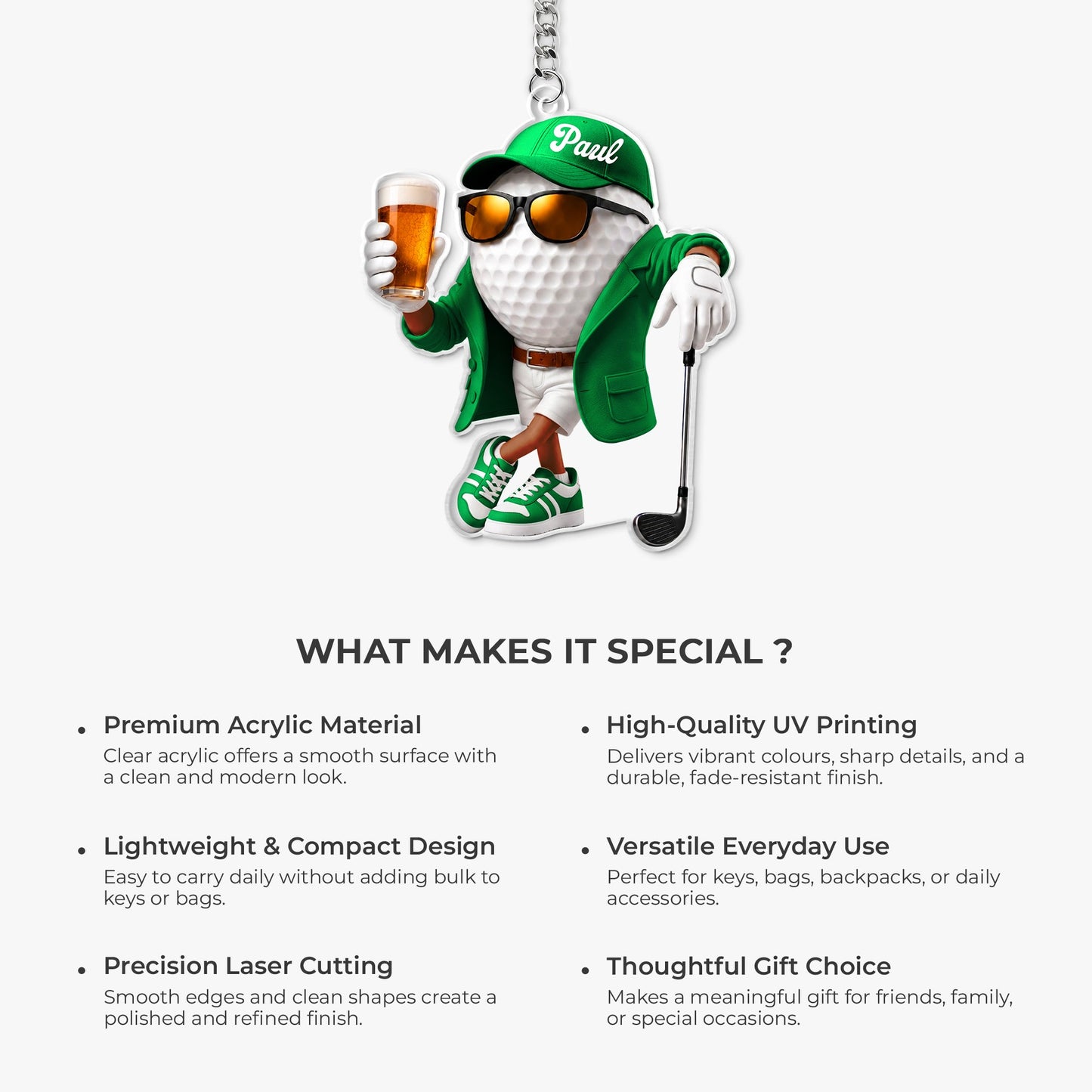 Personalised Golf Acrylic Keychain for Him