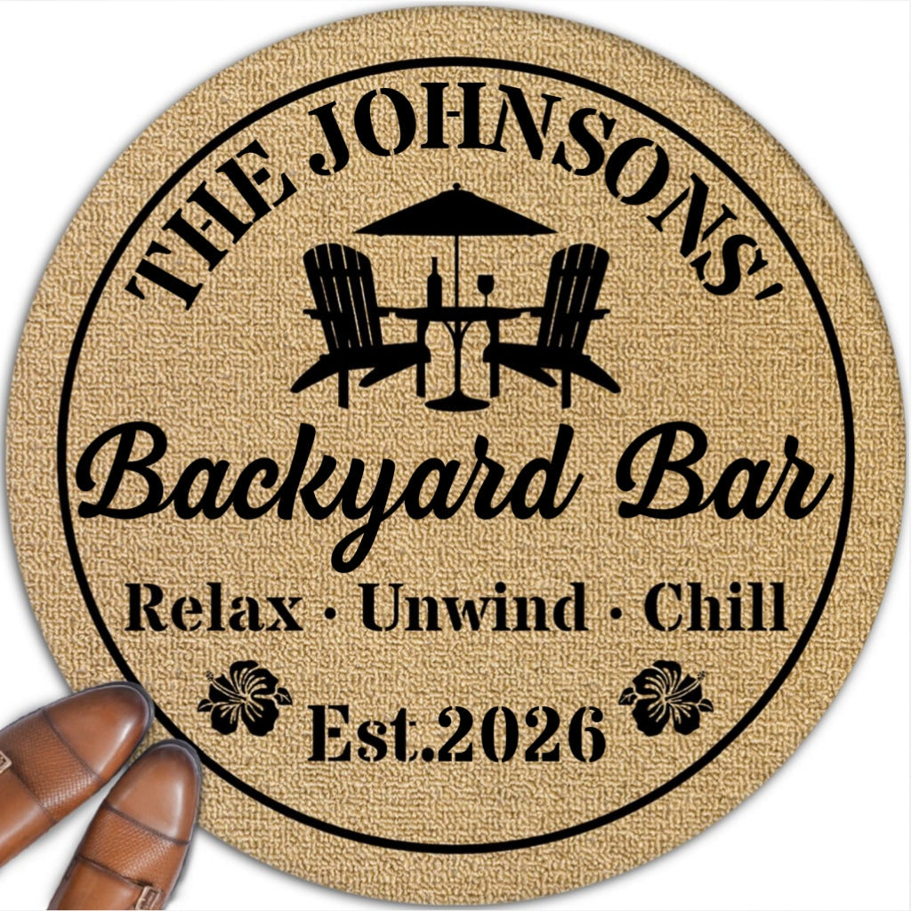 Welcome To Our Backyard Oasis - Personalized Custom Doormat