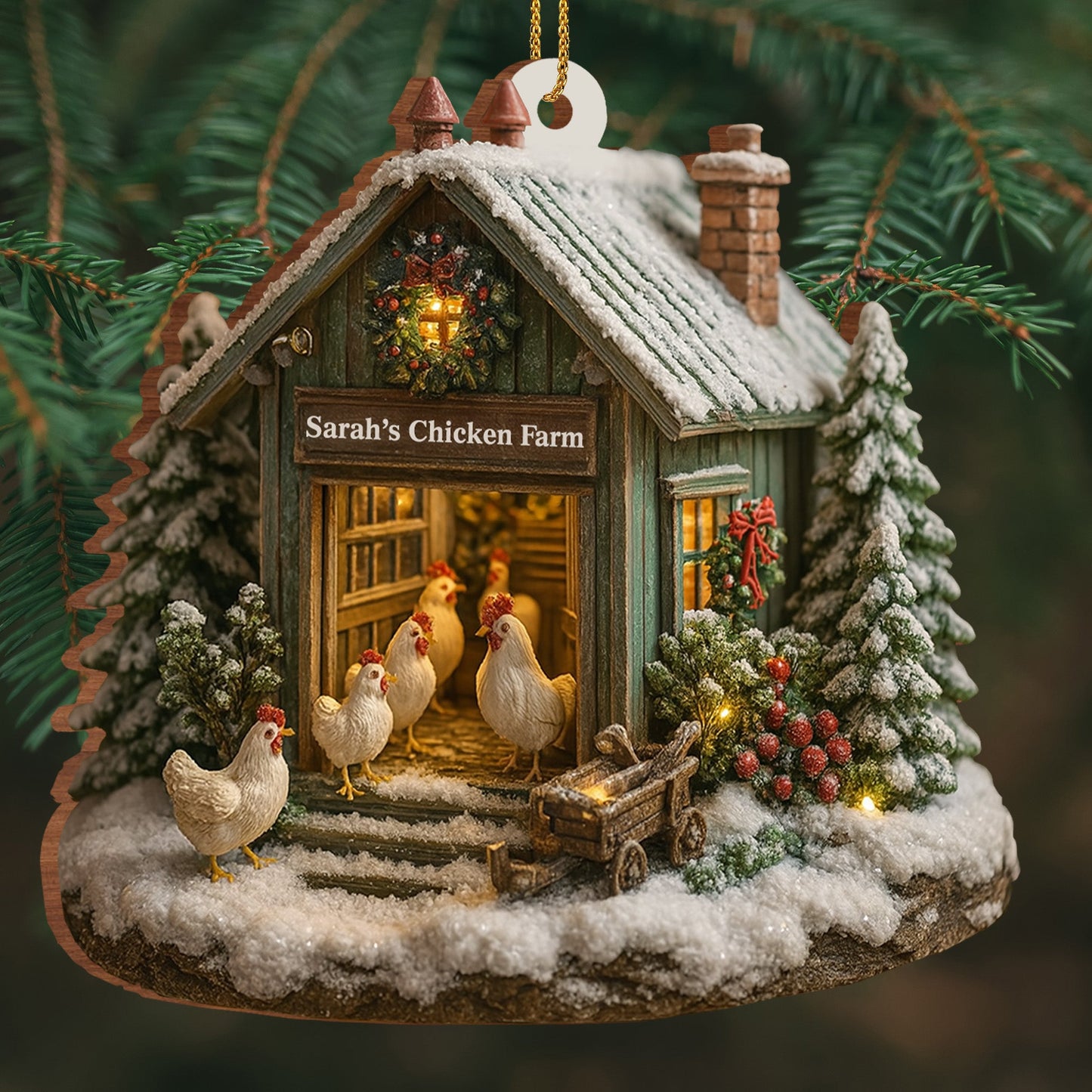 Welcome to Our Cozy Farm, Celebrate the Holiday Season - Personalized Custom Acrylic Ornament, Custom Name