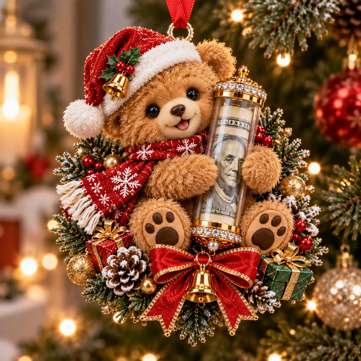 Christmas Money Surprise Ornament, Fun Christmas Tree Gift for Kids & Family