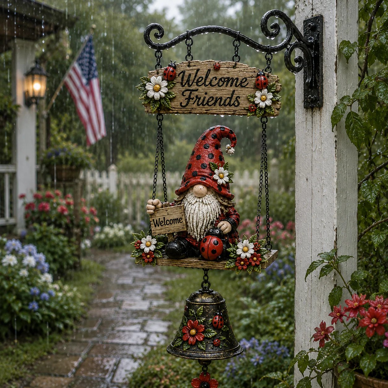 🔥50% OFF TODAY ONLY – Rustic Garden Gnome Bell Outdoor Decor 🐞🌼