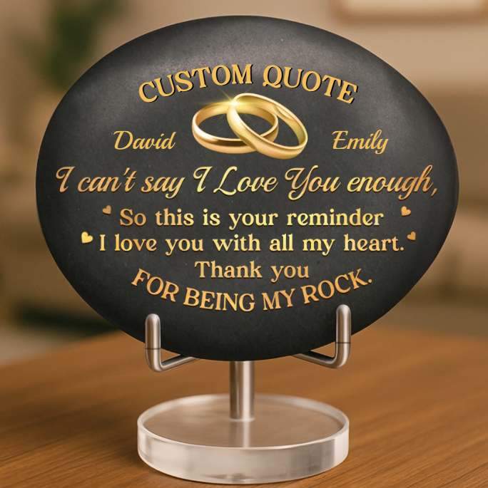 Custom Printed Rock - Personalized Anniversary Wedding Gifts For Husband And Wife, Him And Her - Our Love Blossoms Through Time