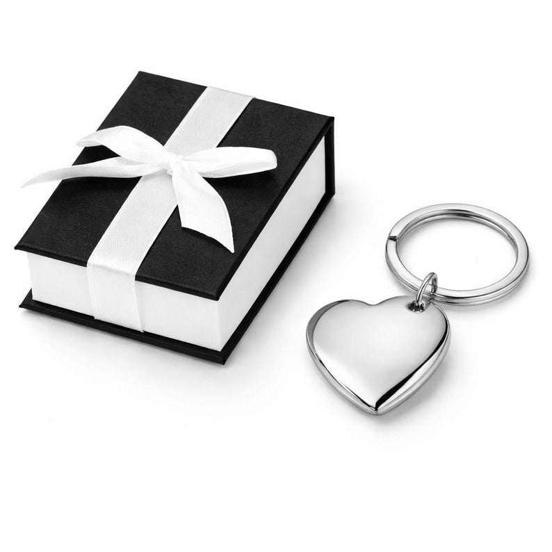 Silver Heart Keychain, Personalized Heart Keychain