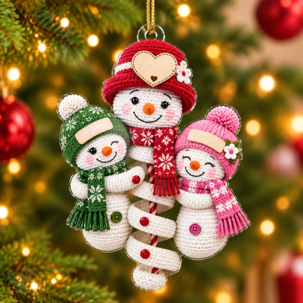 Personalized Cute Snowman Grandma & Grandkids-Family Christmas Tree Decoration