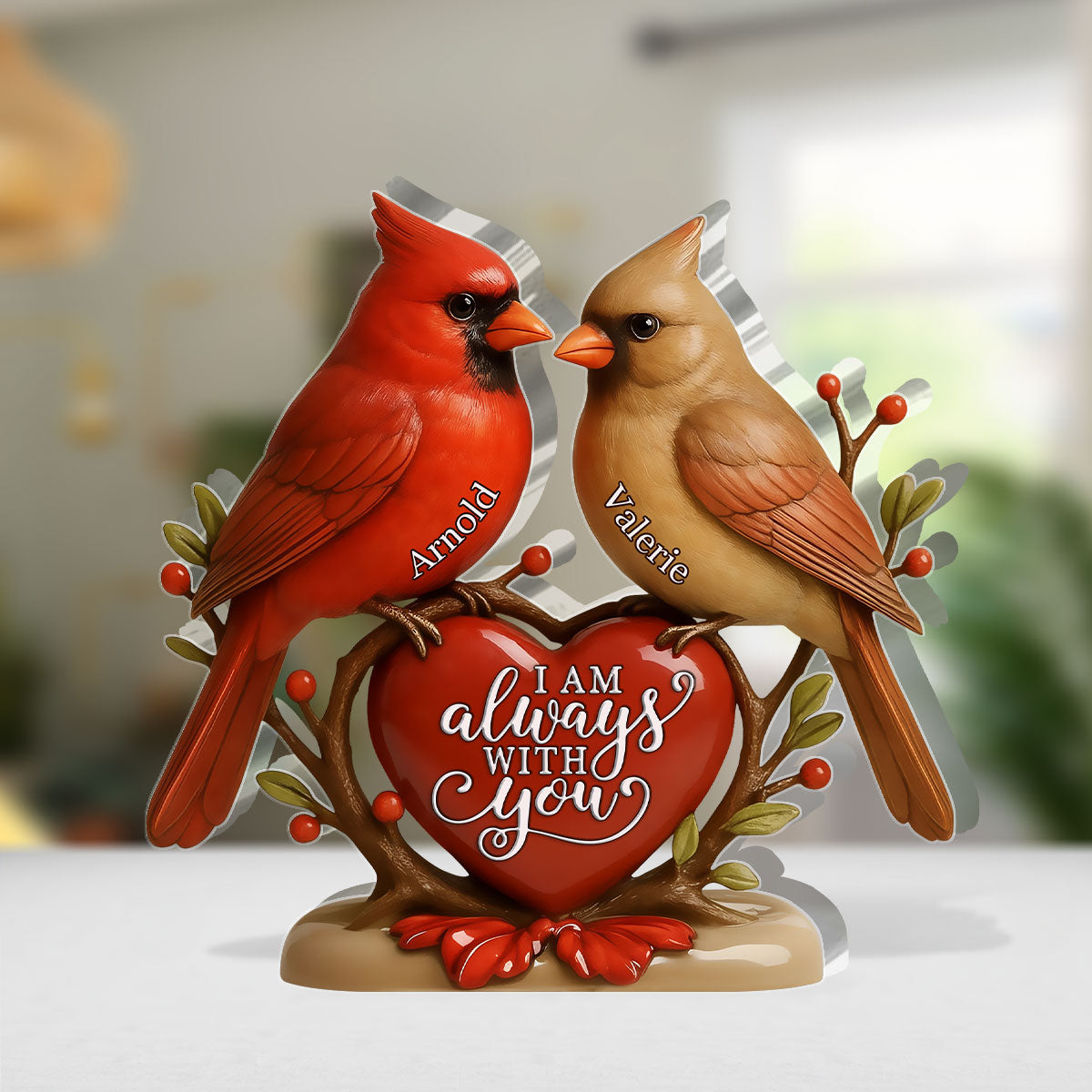 Forever Together Cardinals - Personalized Custom Shaped Squared Acrylic Couple Plaque