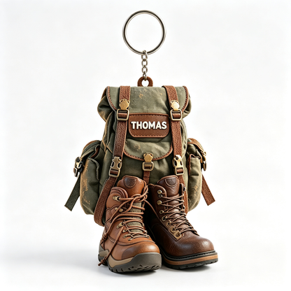 Personalized Hiking Keychain, Hiking Lovers Christmas Ornament
