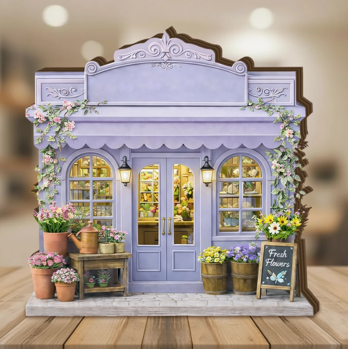Personalized Flower Shop Wooden Block