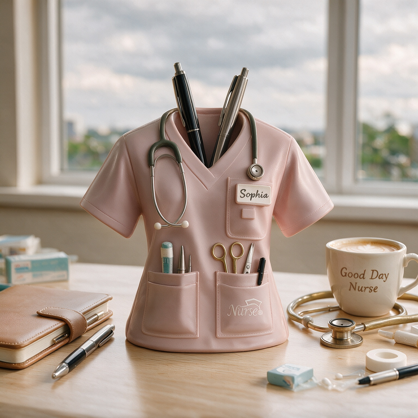 Nurse Uniform Pen Stand with Name Customization