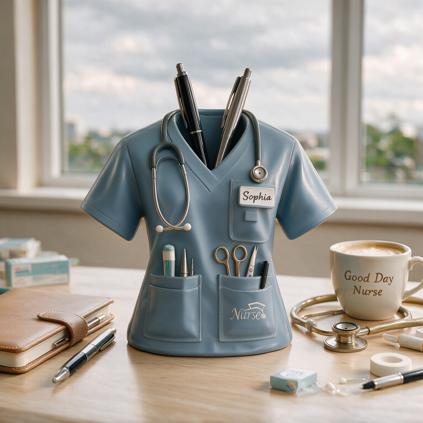 Nurse Uniform Pen Stand with Name Customization