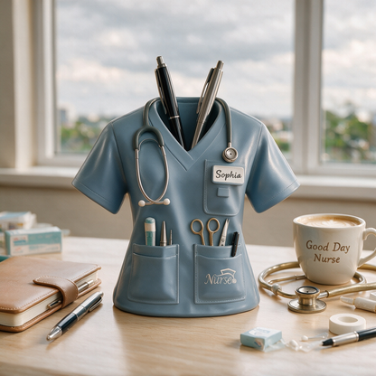 Nurse Uniform Pen Stand with Name Customization
