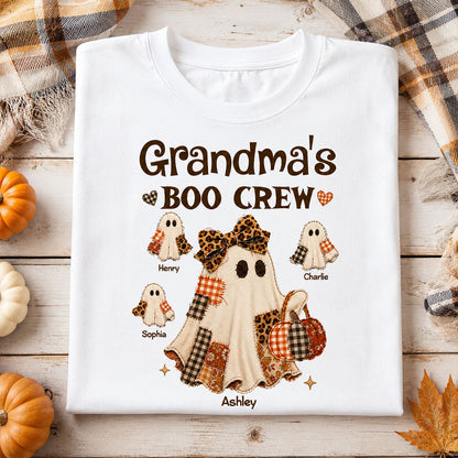 Grandma Fall Season Halloween Faux Patchwork Pattern Coquette - Personalized Shirt - Halloween Gift For Grandma