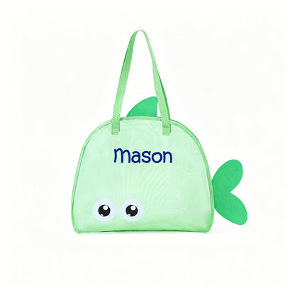 Personalized Embroidered Kid Mesh Fish-Shaped Beach Bag