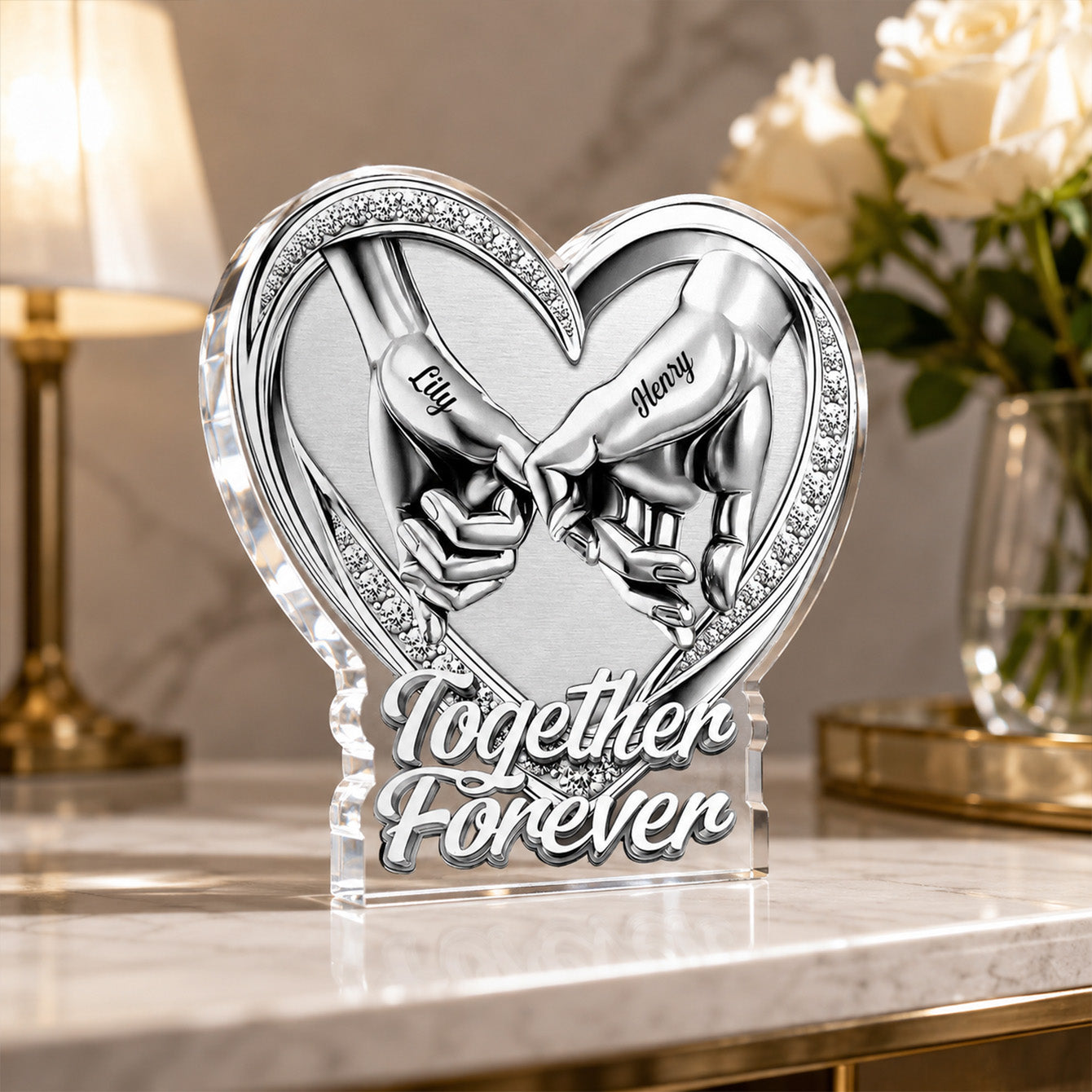 Together Forever - Personalized Custom Shape Acrylic Plaque - Romantic Gift For Couples, Husband And Wife, Him And Her