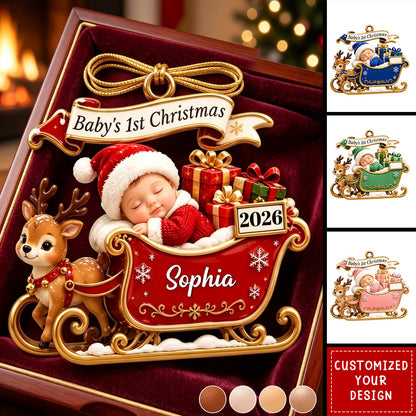 Custom First Christmas Acrylic Ornament - Personalized Christmas Baby Shower
