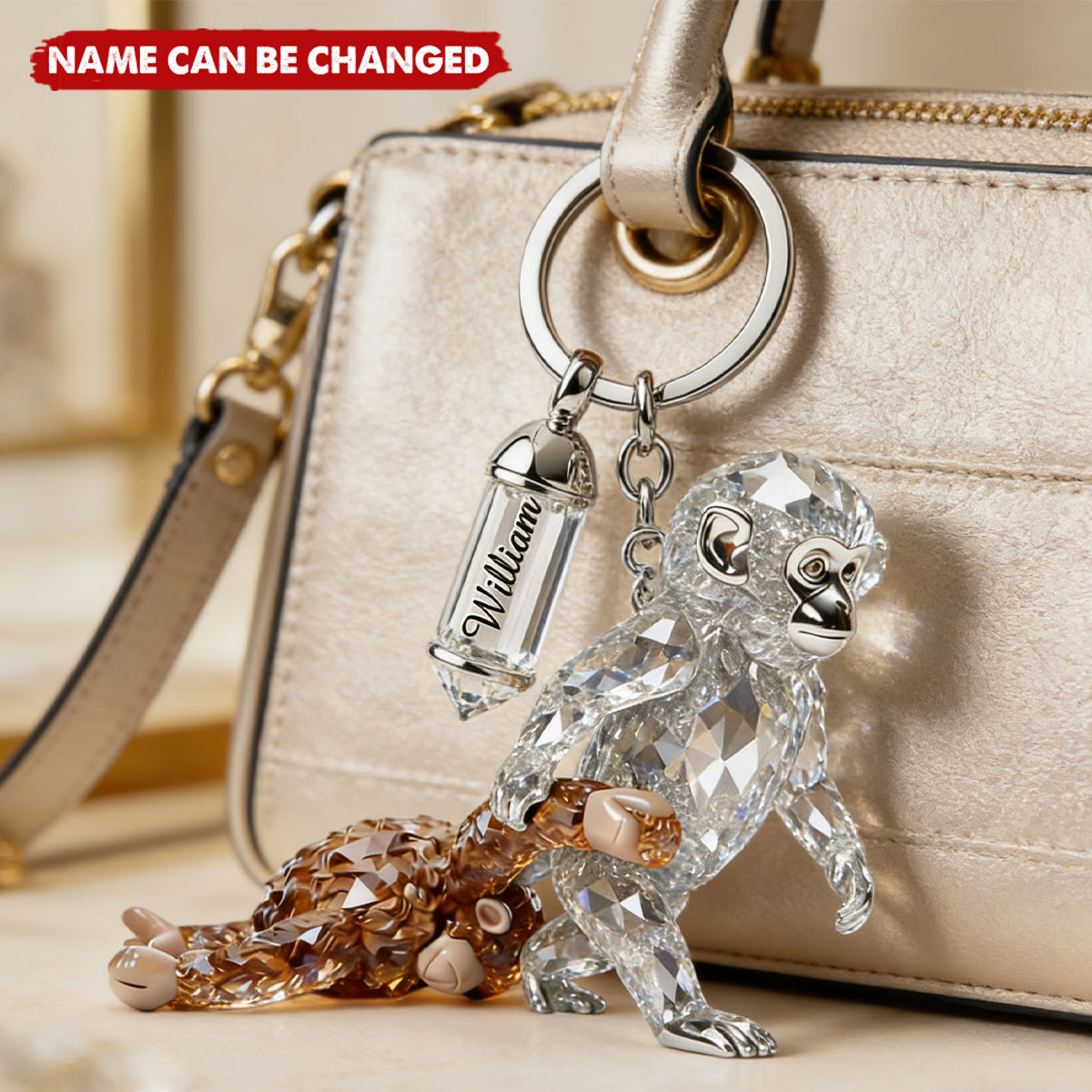 Monkey Punch Viral Acrylic Tag Keychain - Personalized Gifts For Monkey Lovers