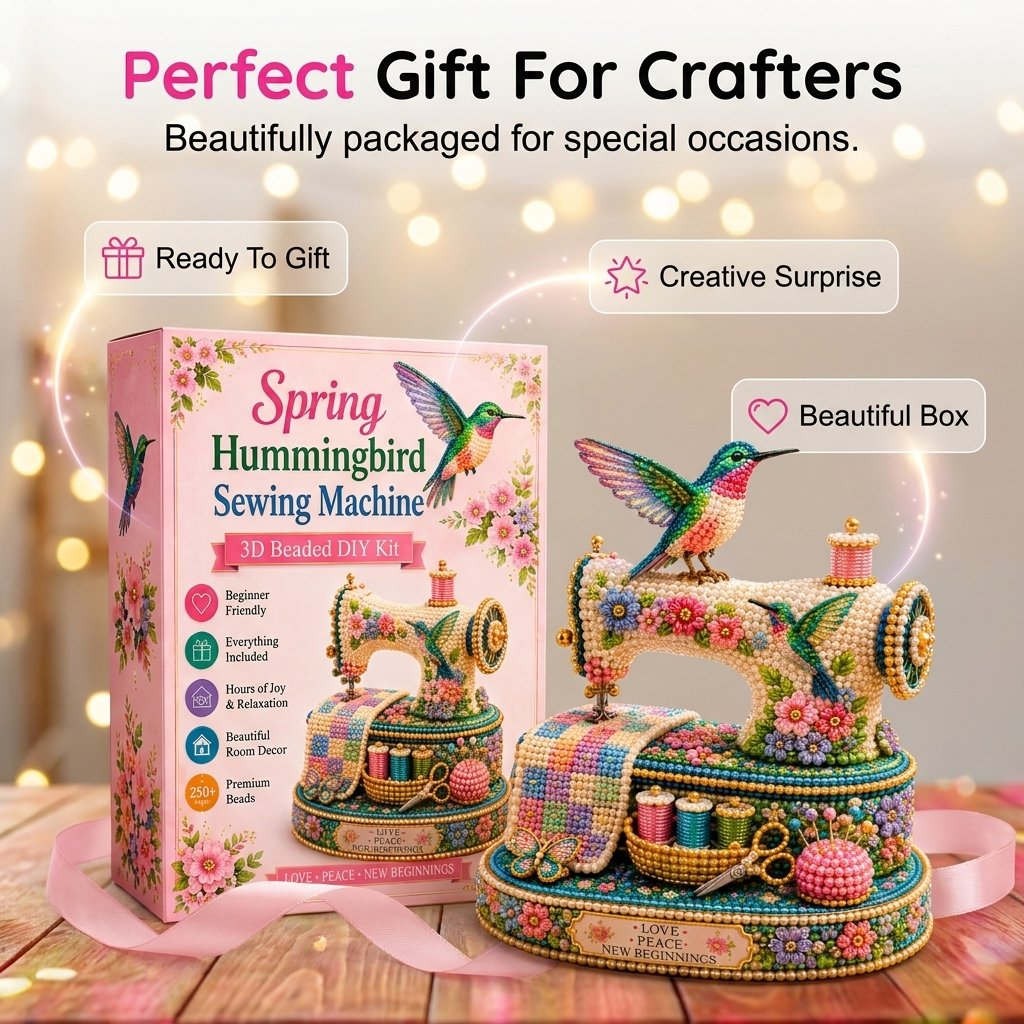 🐦🌸 Spring Hummingbird Sewing Machine DIY Kit 🧵 3D Spring Keepsake Edition💐