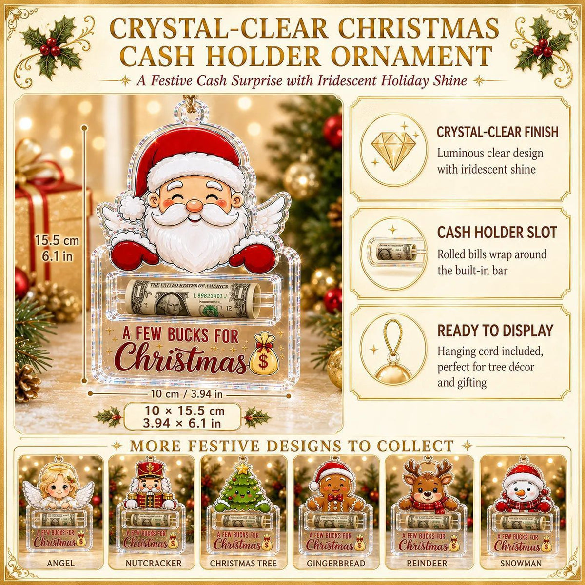 🔥Hot Sale🔥 - Crystal Acrylic Money Holder Ornament