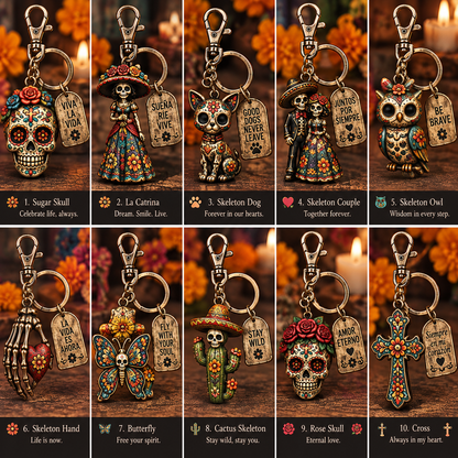 💀 Day of the Dead Skull Keychain Collection