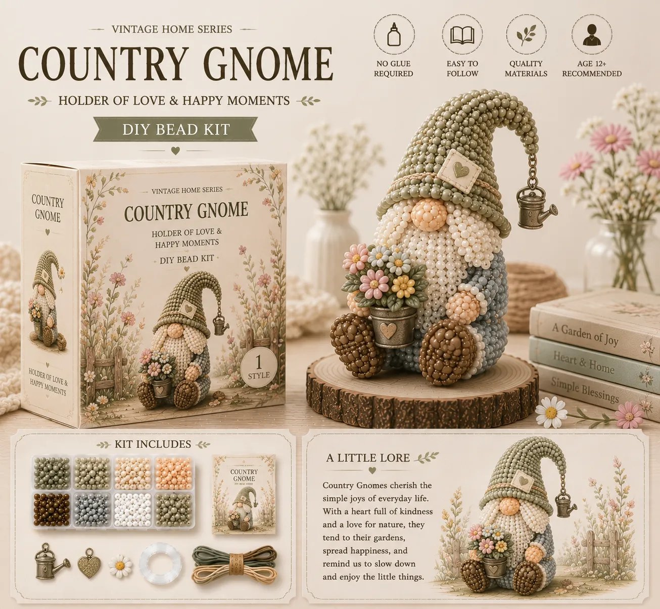 🔥 💕Cozy Gnome DIY Bead Kit Collection– Collect All 12 Gnome