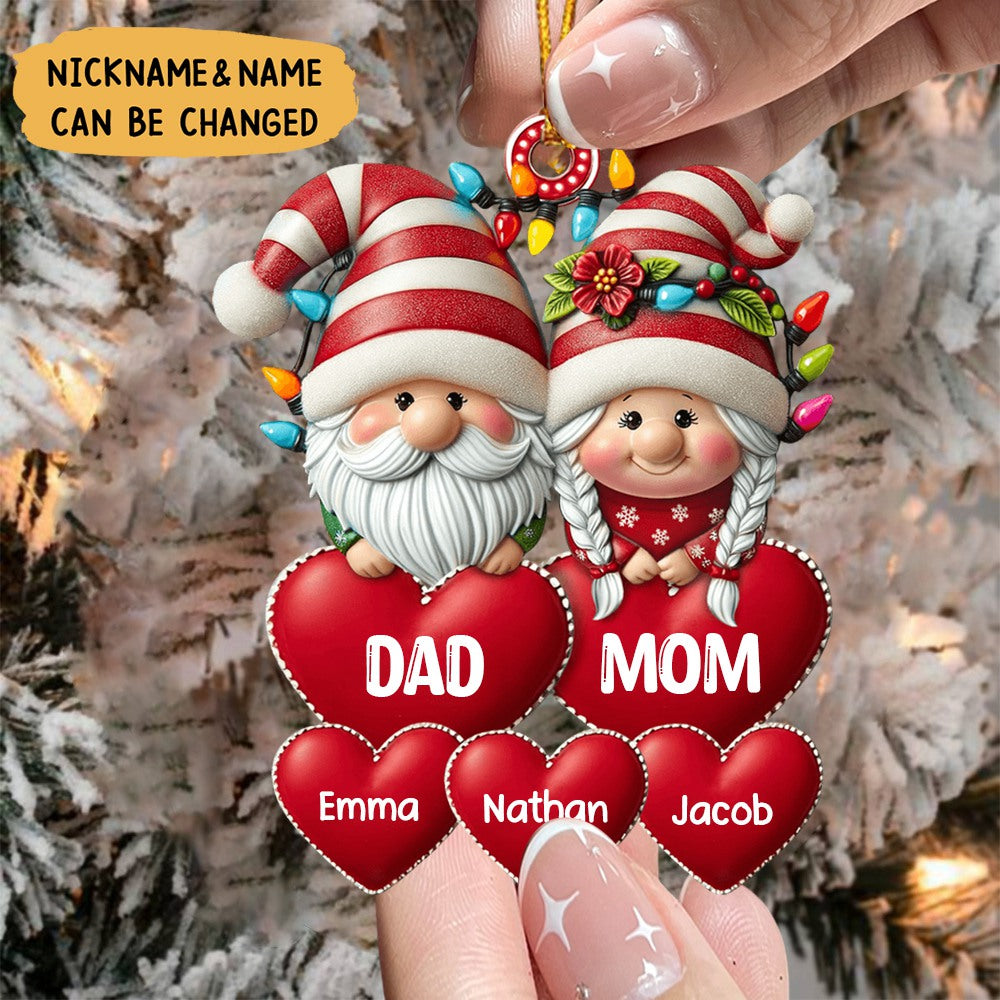 Christmas Grandma & Grandpa With Heart Kids Personalized Ornament
