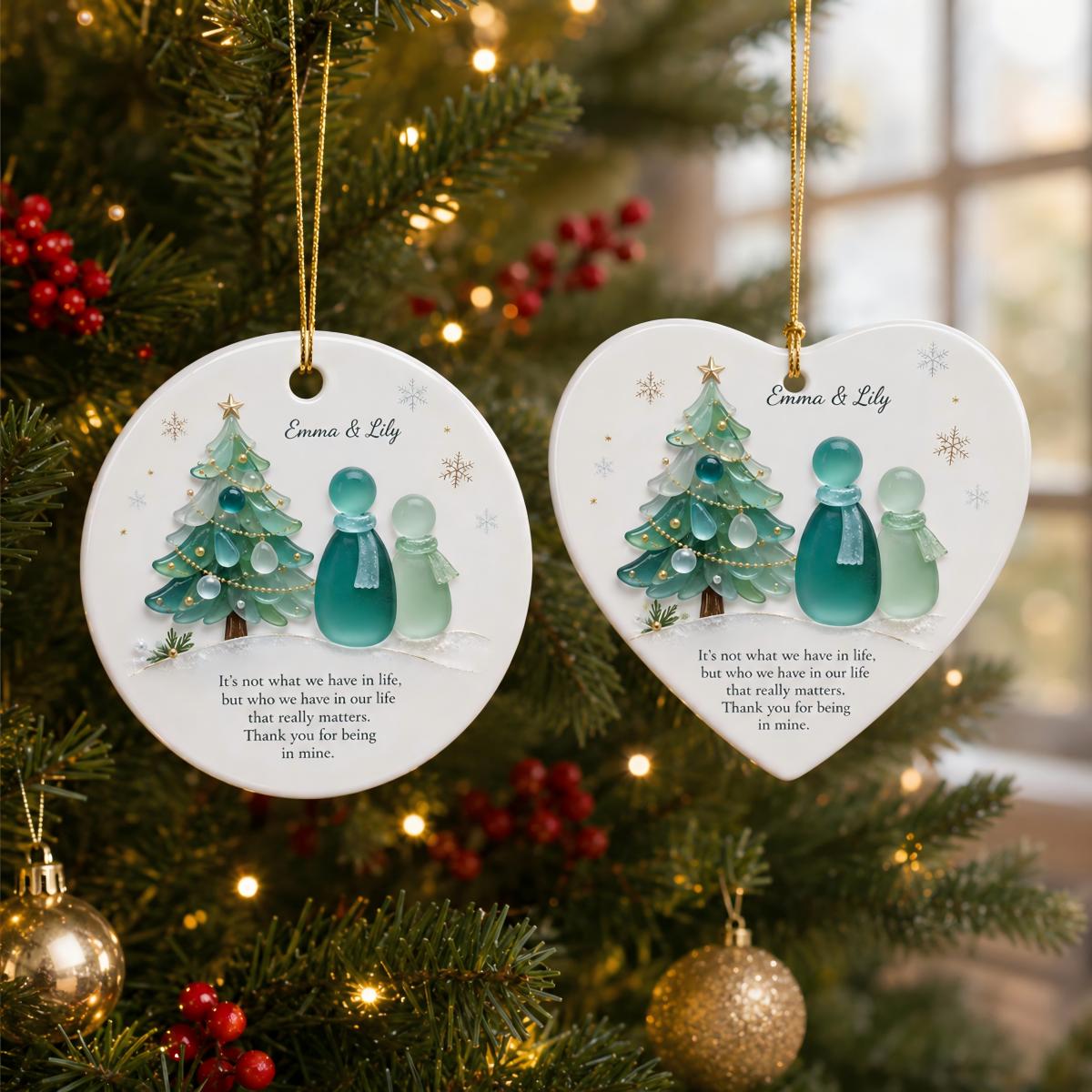 Custom Sea Glass Ceramic Ornament, Christmas Tree Decor