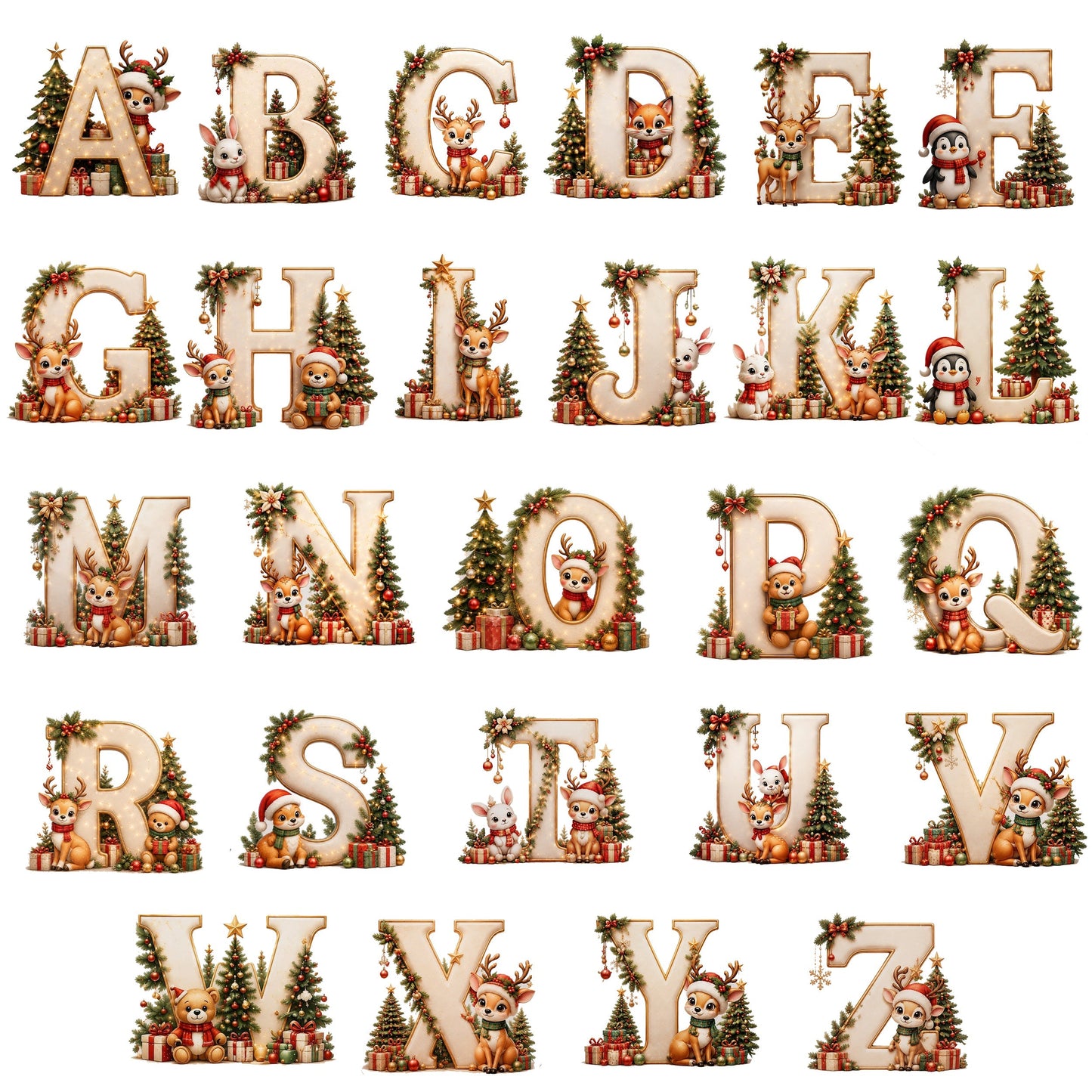 Personalized Reindeer Letter Ornament -Custom Initial A–Z Christmas Keepsake