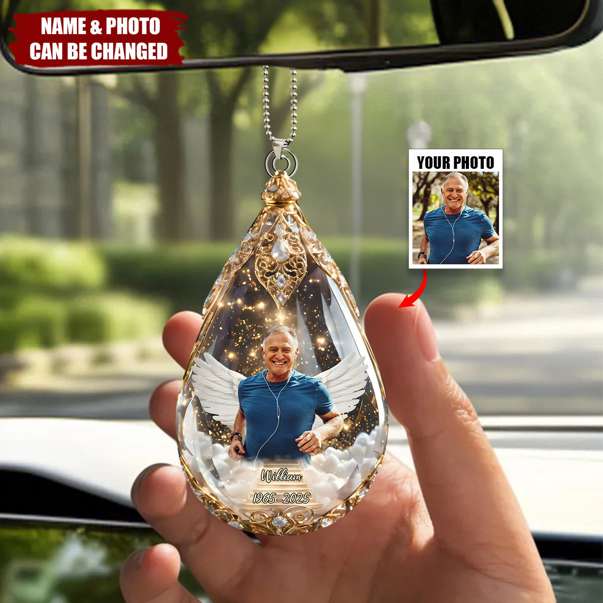 Custom Photo Car Ornament - Personalized Christmas Memorial Sympathy Gifts