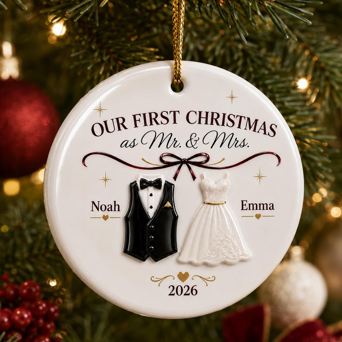 Personalized First Christmas Wedding Ornament