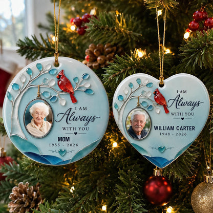 Personalized Cardinal Memorial Ornament, Custom Photo Sympathy Gift