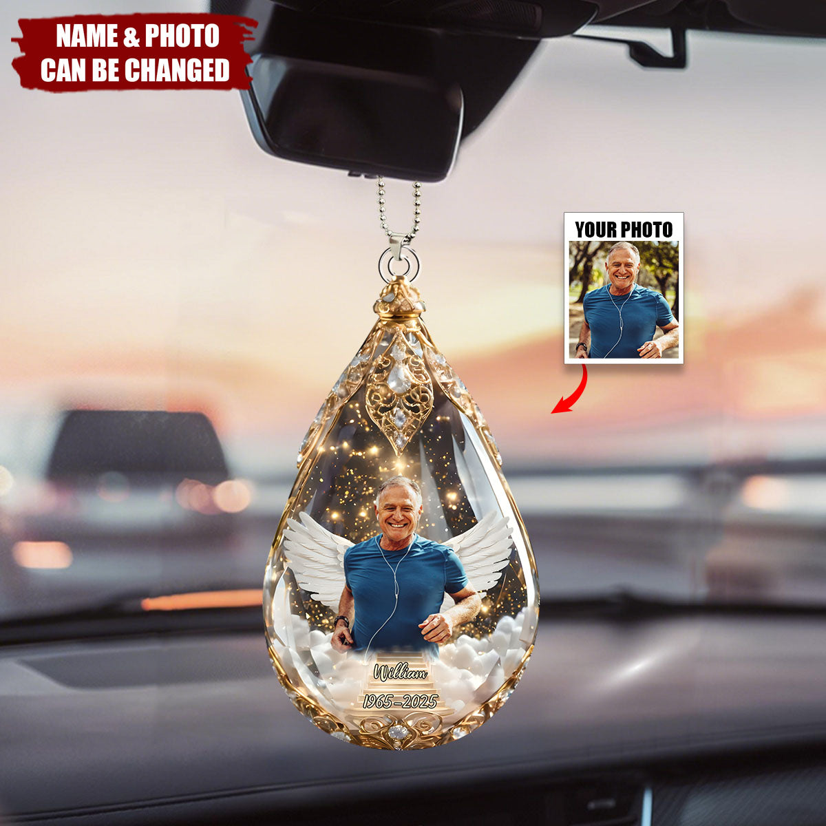 Custom Photo Car Ornament - Personalized Christmas Memorial Sympathy Gifts