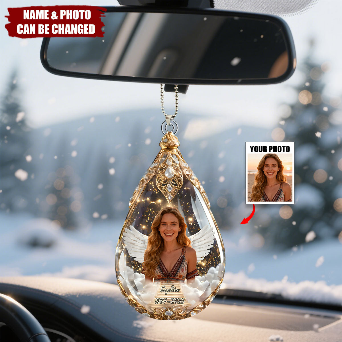 Custom Photo Car Ornament - Personalized Christmas Memorial Sympathy Gifts
