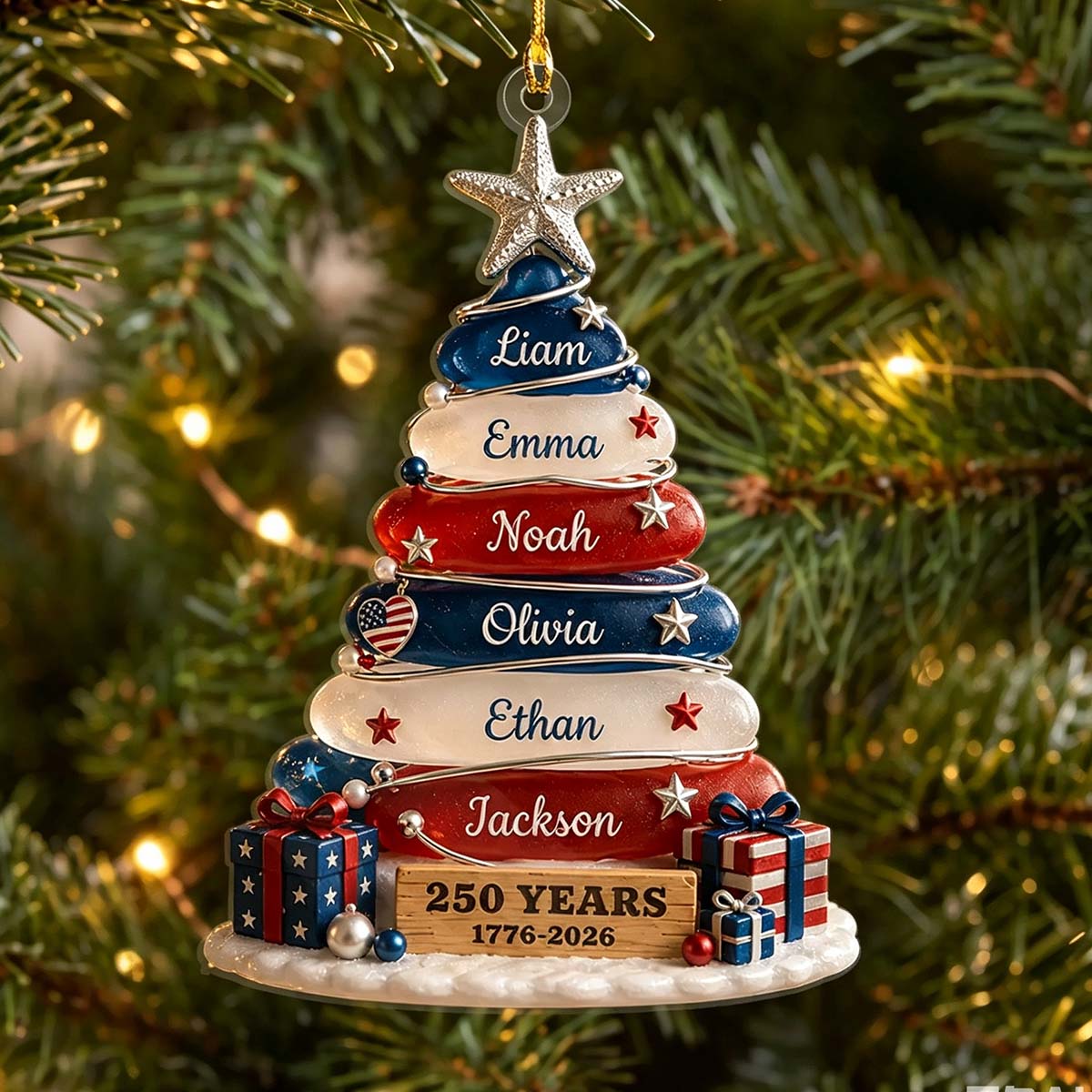Personalized 250th Anniversary Family Christmas Ornament