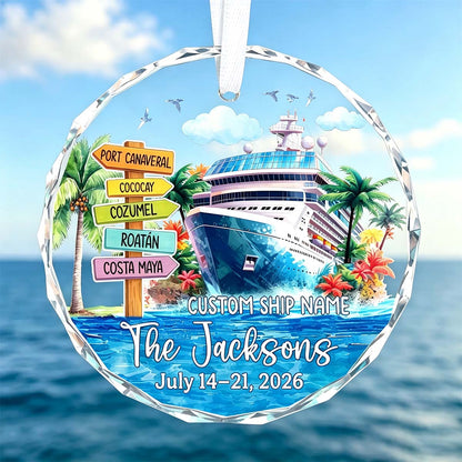 Personalized Cruise Ship Glass Ornament-Custom Family & Couple Cruise Vacation Gift