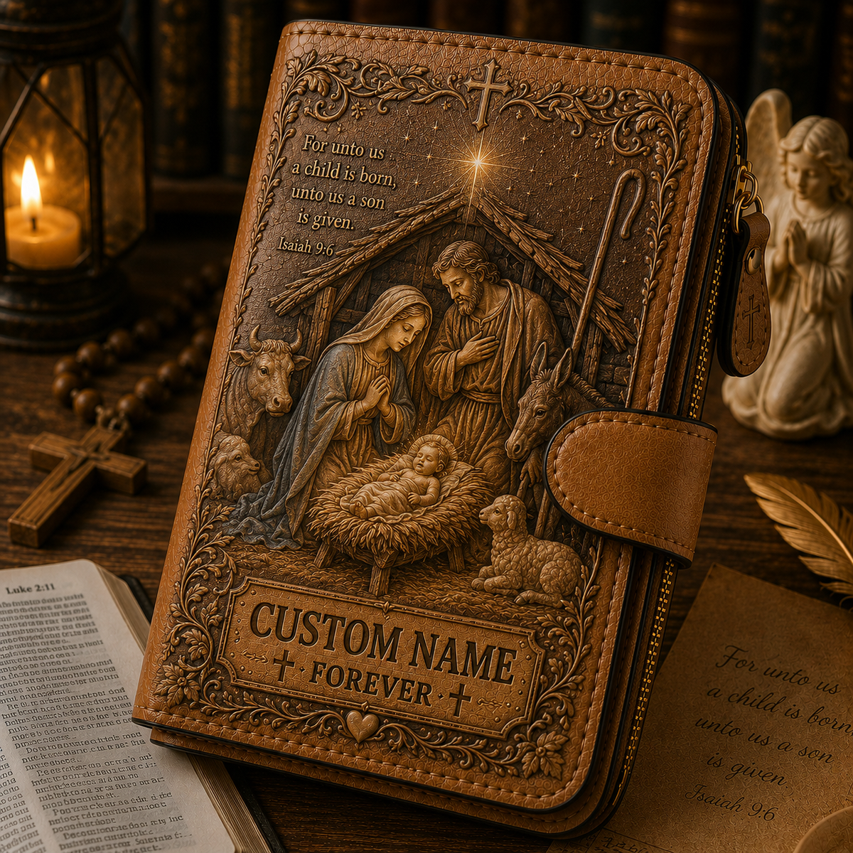 Personalized Christian Wallet – Custom Name Faith Wallet with Bible Verse