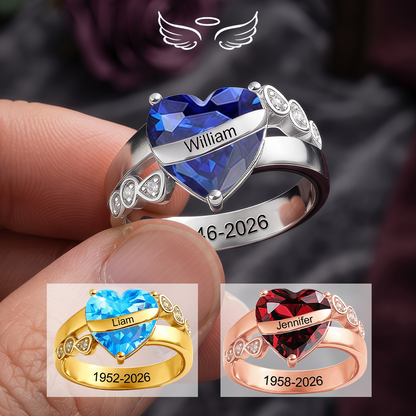 Personalized Memorial Birthstone Ring, Hug From Heaven Gift
