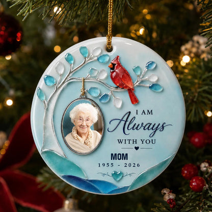 Personalized Cardinal Memorial Ornament, Custom Photo Sympathy Gift