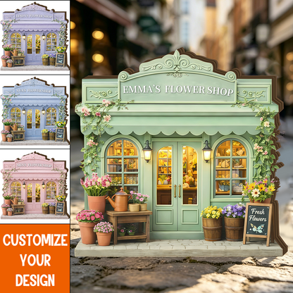 Personalized Flower Shop Wooden Block