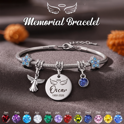 Always In My Heart, Personalized Star Angel Memorial Bracelet