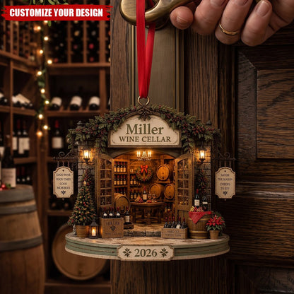 Personalized Wine Cellar Christmas Ornament - Custom Wine Lover Gift