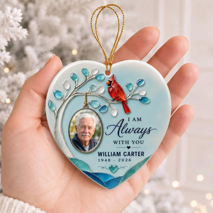 Personalized Cardinal Memorial Ornament, Custom Photo Sympathy Gift