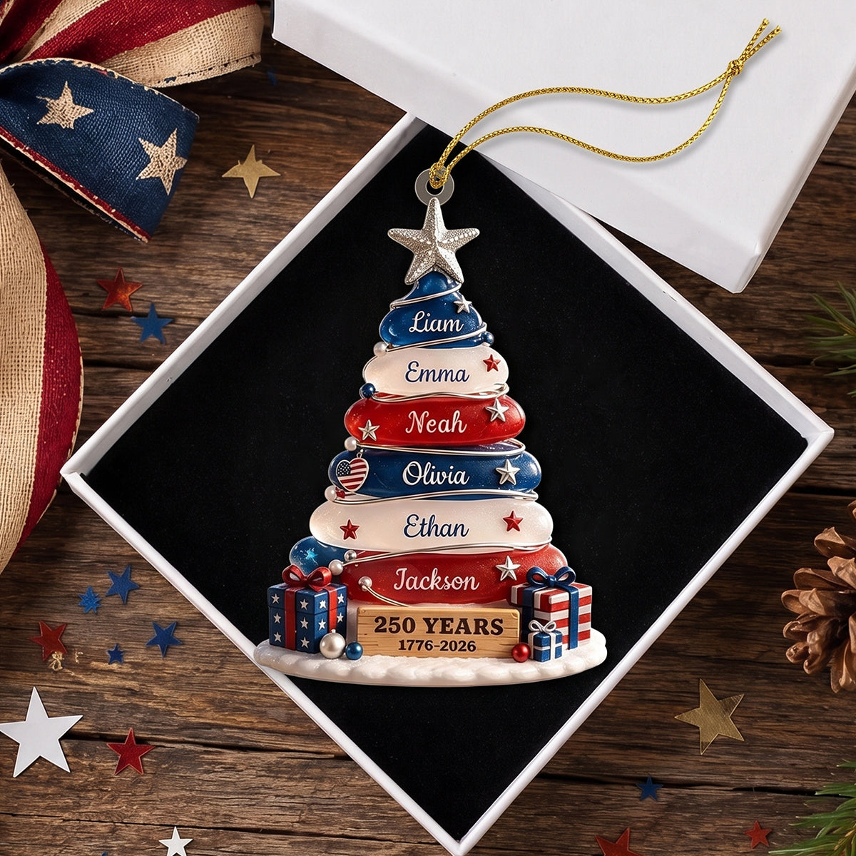 Personalized 250th Anniversary Family Christmas Ornament