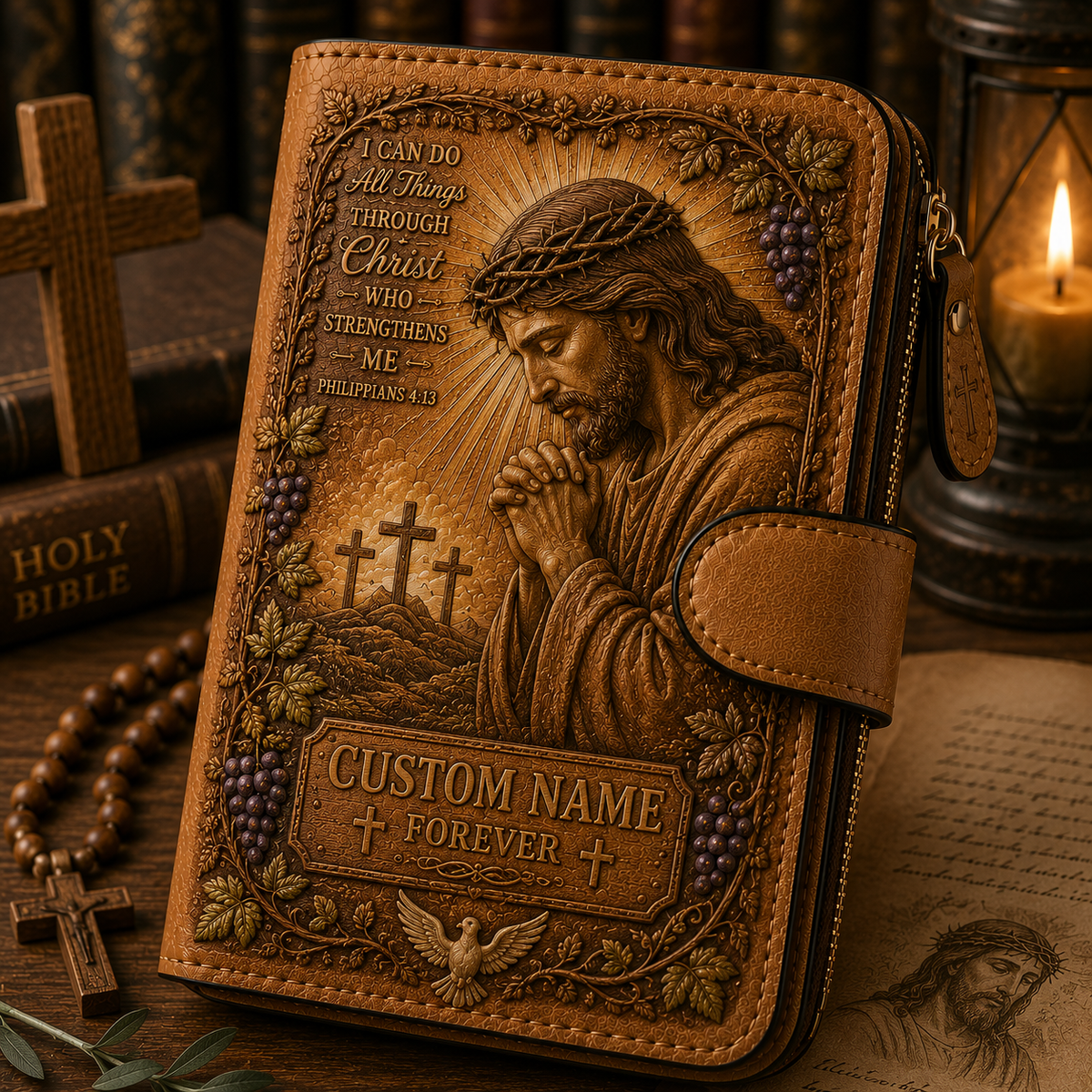 Personalized Christian Wallet – Custom Name Faith Wallet with Bible Verse