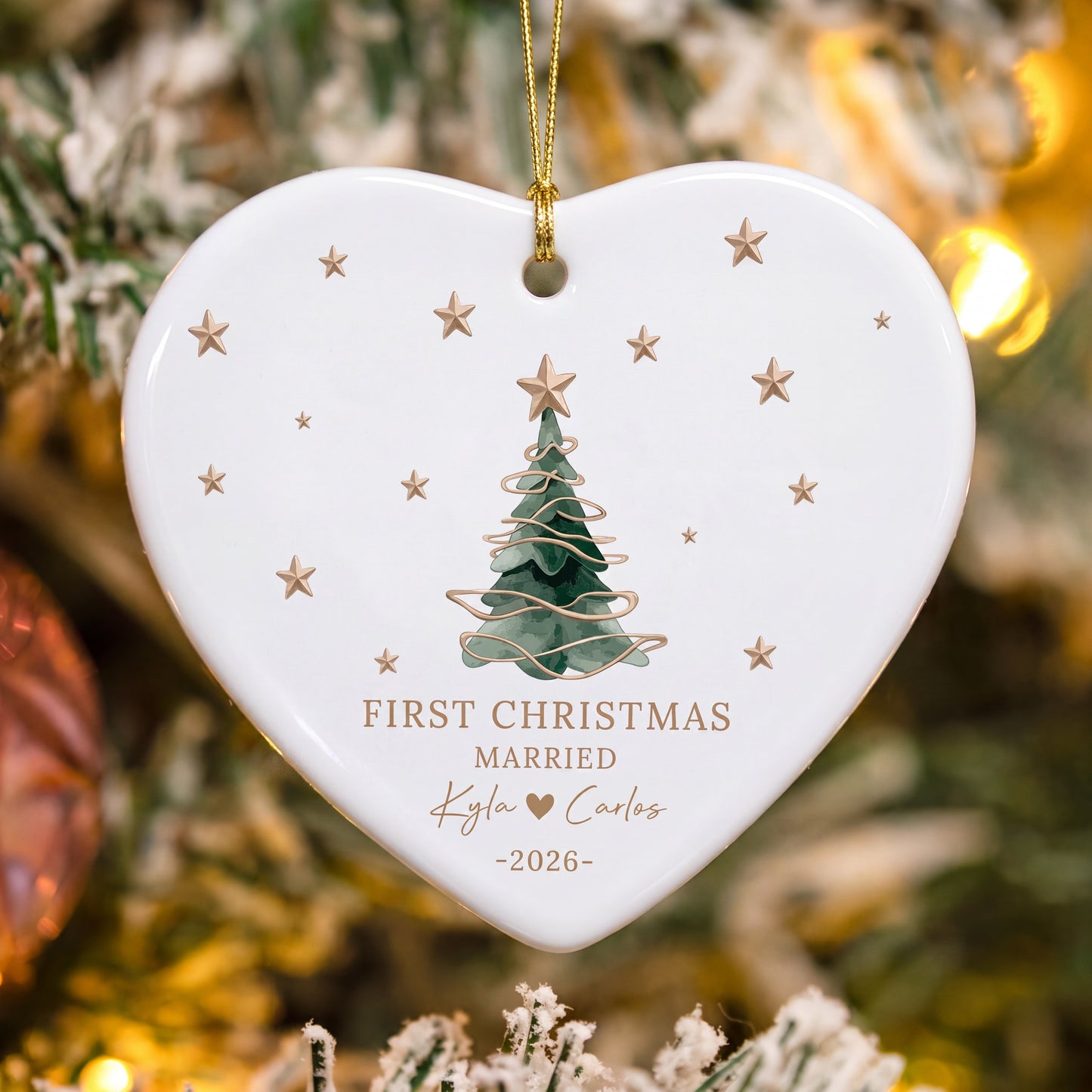Personalized First Christmas Married Date Ornament