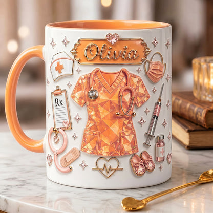 Personalized 3D Effect Nurse Name Mug-Custom RN Gift Coffee Cup