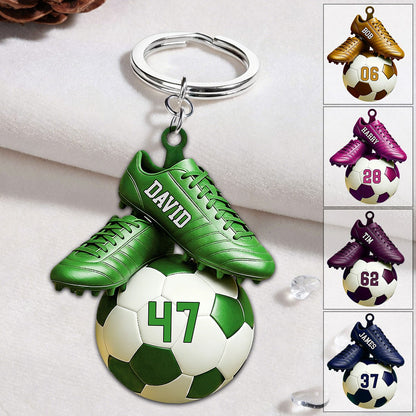Personalized Soccer Keychain - Custom Name & Jersey Number Gift for Fans
