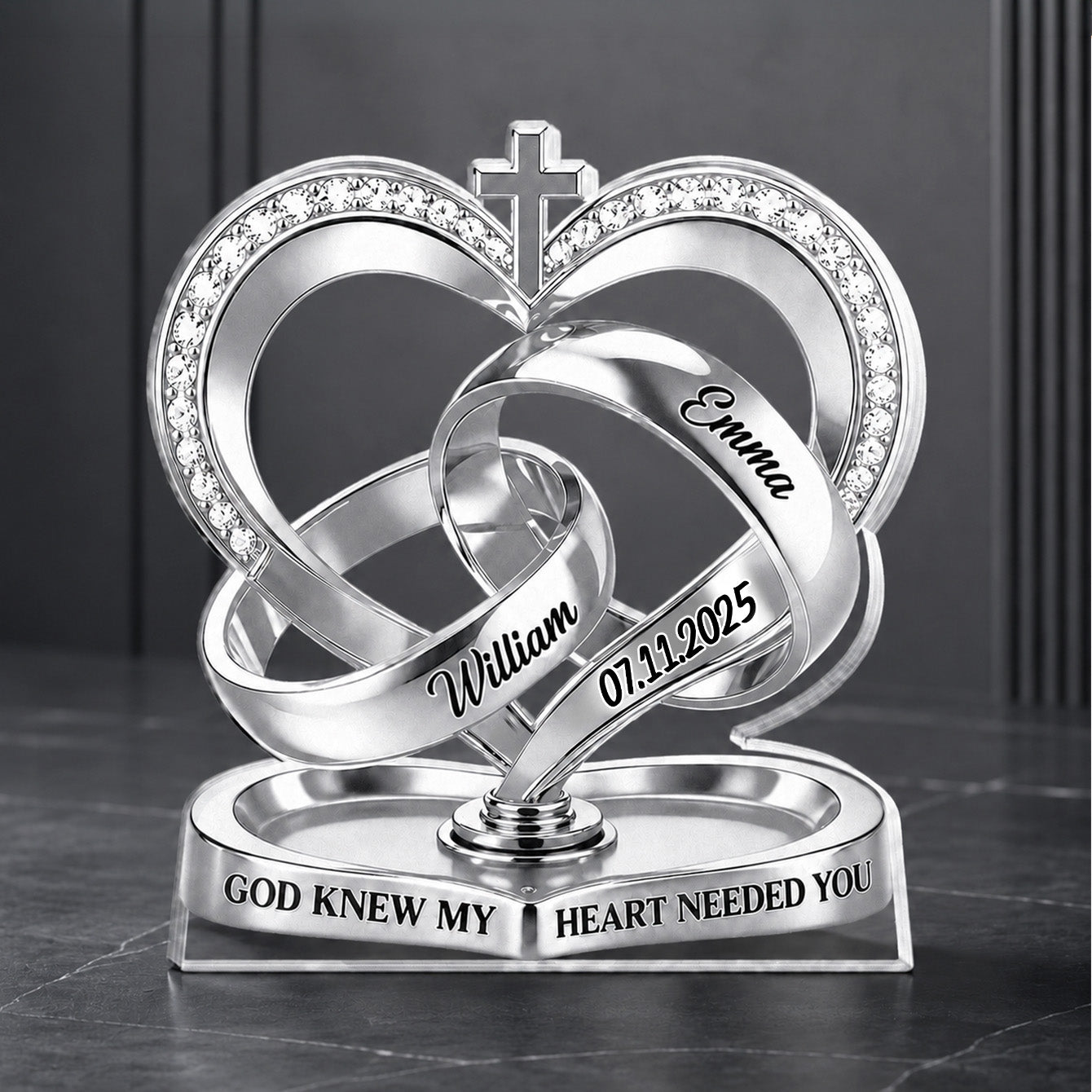 God Knew My Heart Needed You - Personalized Custom Shape Acrylic Plaque - Romantic Gift For Couple, Husband Wife